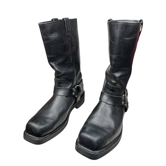 Harley Davidson Men’s Mega Harness Black Leather Moto Boot Size US 10.5 - Picture 6 of 10
